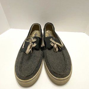 Women's Gray Wool Sperry Topsider Boat Shoes 10 M 9445404 Black White